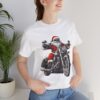Badass Biker Santa PNG design on Christmas T-shirt mockup – digital file example
