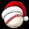 Christmas baseball PNG Santa hat baseball holiday sports design on black background digital download