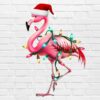 Christmas flamingo PNG pink tropical flamingo with Santa hat and Christmas lights on white background digital download