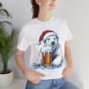 Christmas polar bear PNG Santa hat bear with beer funny Christmas shirt mockup