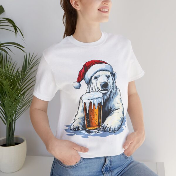 Christmas polar bear PNG Santa hat bear with beer funny Christmas shirt mockup