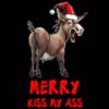 Funny donkey PNG with “Merry Kiss My Ass” text – sarcastic Christmas design black background digital download