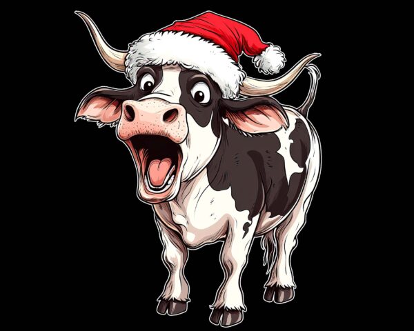 Funny Christmas Cow PNG – Farmhouse Holiday Clipart