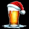 Christmas beer PNG festive beer glass clipart Santa hat black background