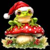 christmas-frog-png-santa-hat-mushroom-foxesandbunnies-black Christmas Frog PNG – Cute Santa Hat Frog on Mushroom Clipart