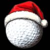 Christmas golf ball PNG clipart with Santa hat on black background