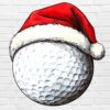 Christmas golf ball PNG with Santa hat on white background